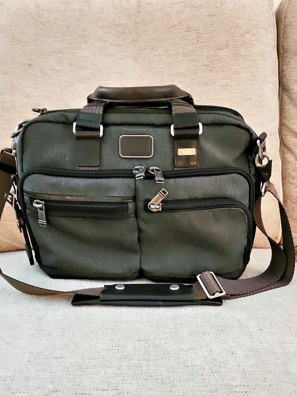 TUMI Grey And Brown Briefcase